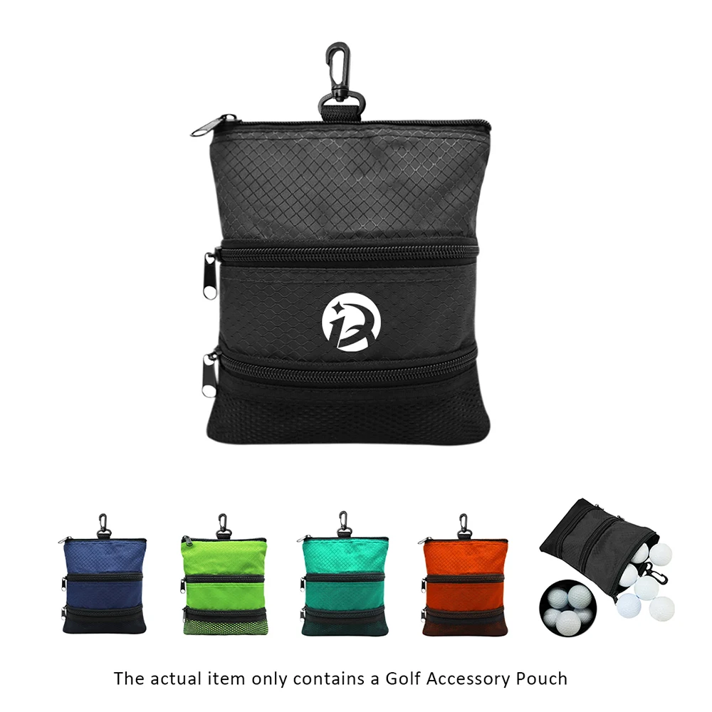 Golf Accessory Pouch with Carabiner and Zipper Pockets 1