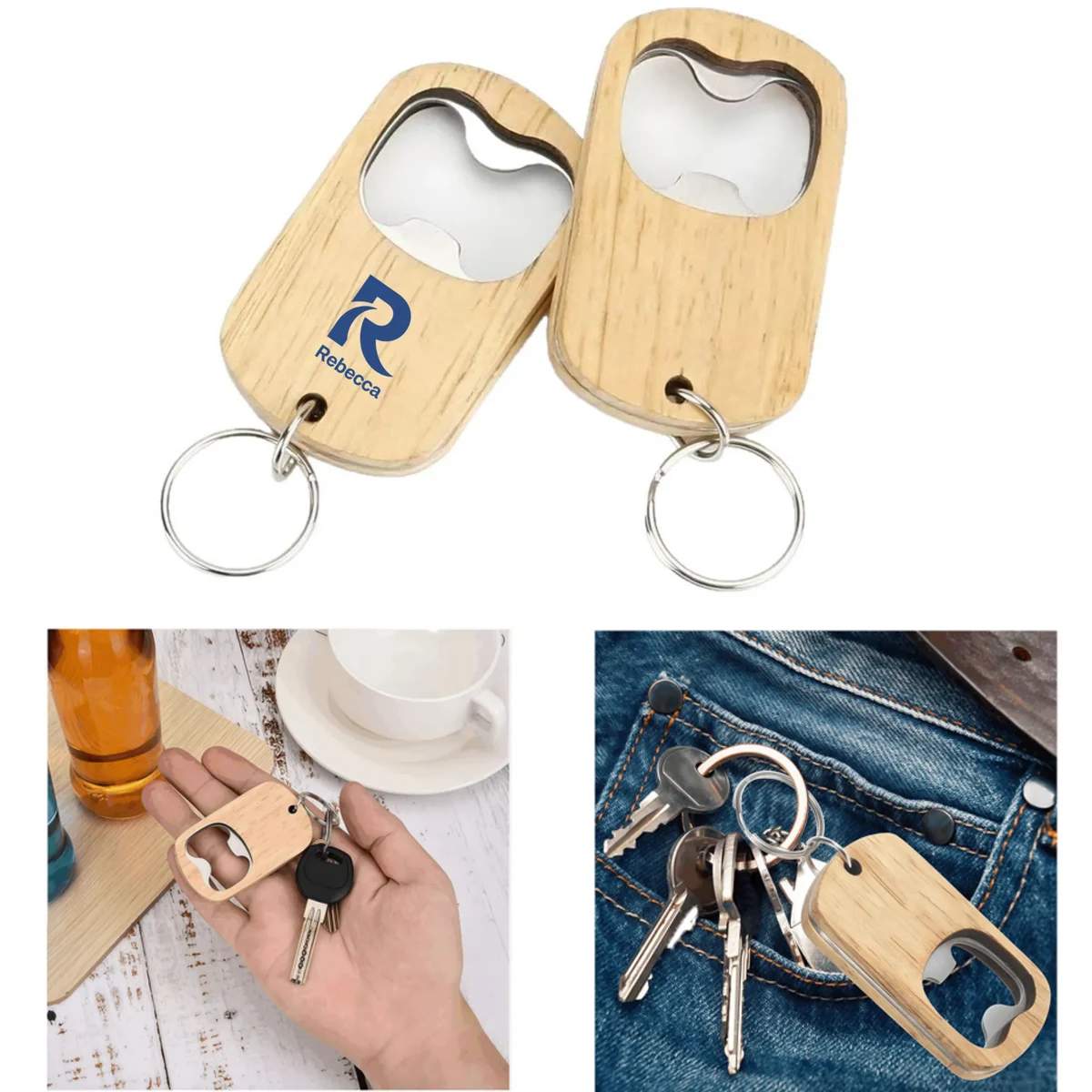 Customized solid wood beer opener 1