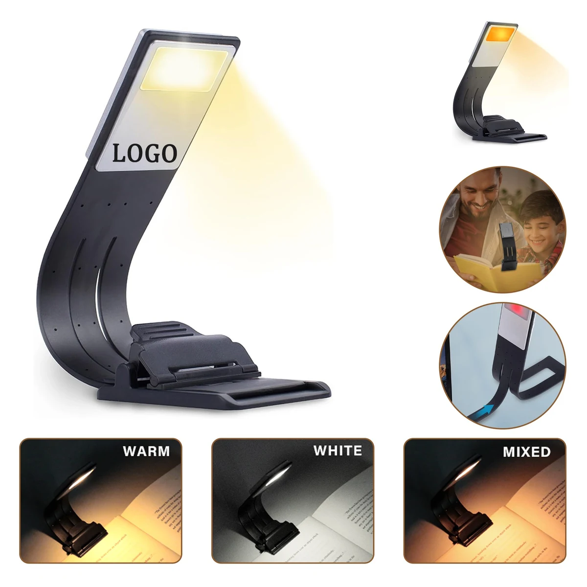 Built in USB Cable Clip on Reading Light 1