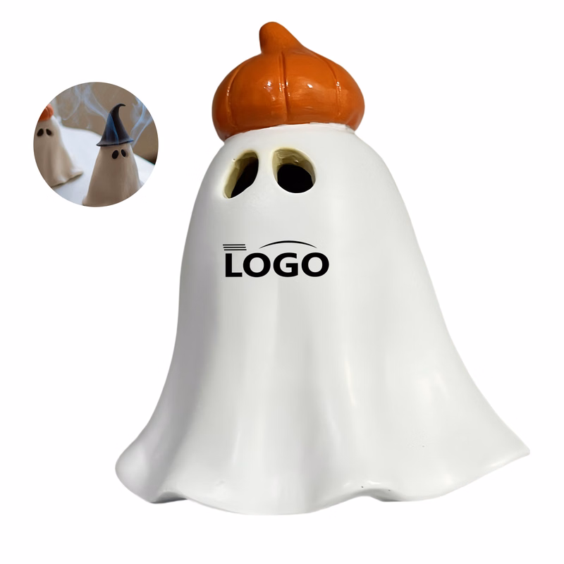 Halloween incense burner featuring pumpkin and witch hat