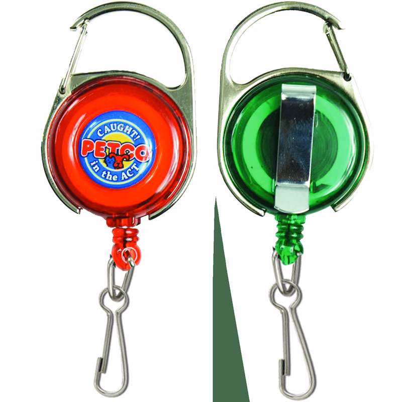 Transparent Carabiner Badge Reel w/ J-Hook & Belt Clip