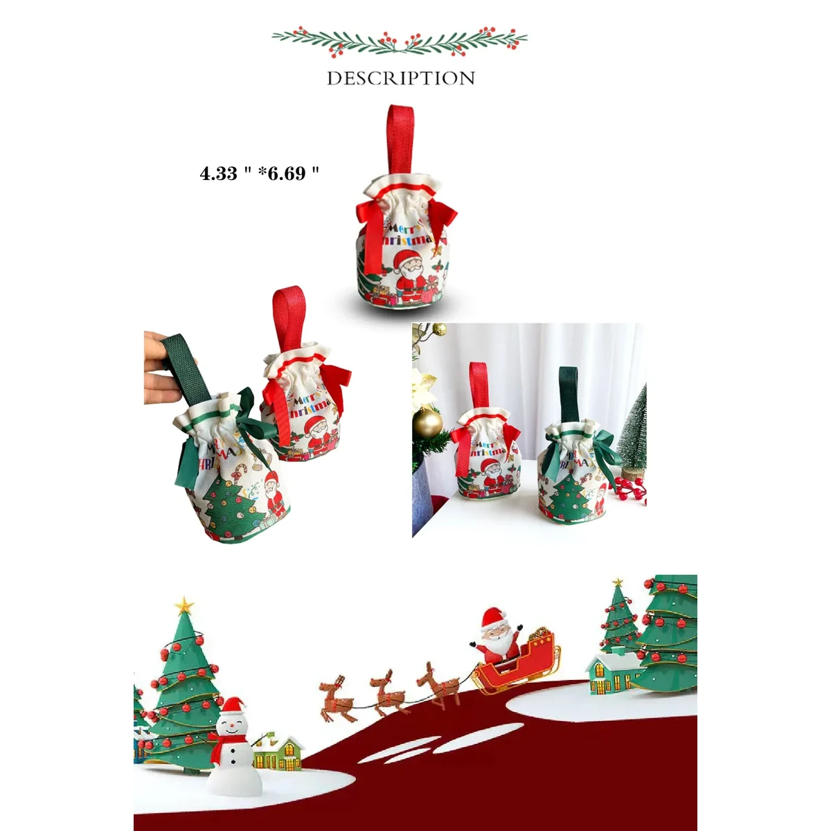 Christmas Apple Storage Drawstring Bag 1