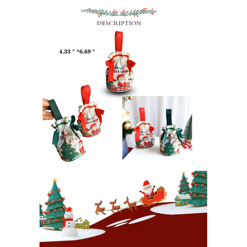 Christmas Apple Storage Drawstring Bag