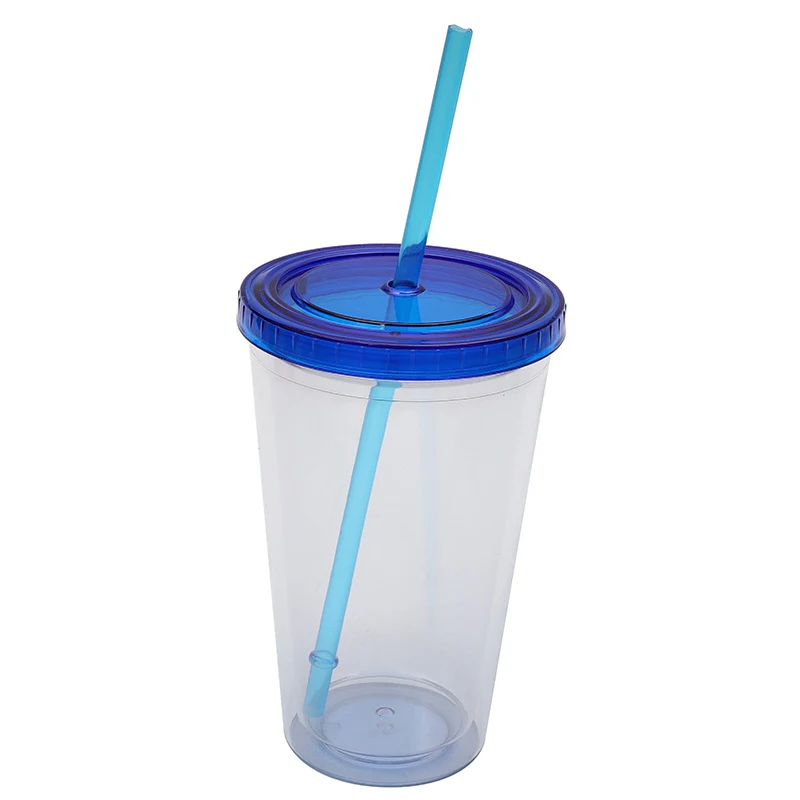 16oz Double Walled Tumbler with Drinking Straw 1