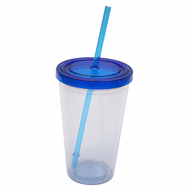 16oz Double Walled Tumbler with Drinking Straw