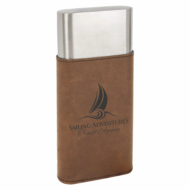 Dark Brown Leatherette Cigar Case w/ Cutter
