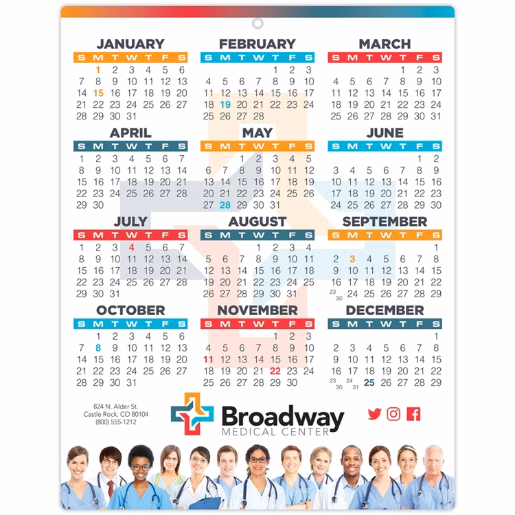 Healthcare Laminated Calendar Card - 8.5x11
