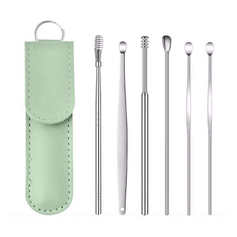 Ear Spoon 6pcs Storage Leather