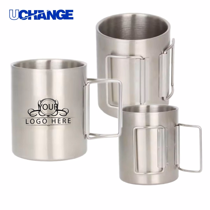 Stainless Steel Mug Container with Folding Handle