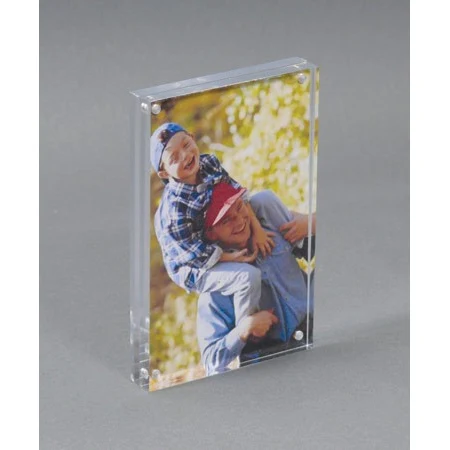 Acrylic Countertop Magnetic Frame, (2) 3/8thk panels, Holds 3-1/2w x 5h 1