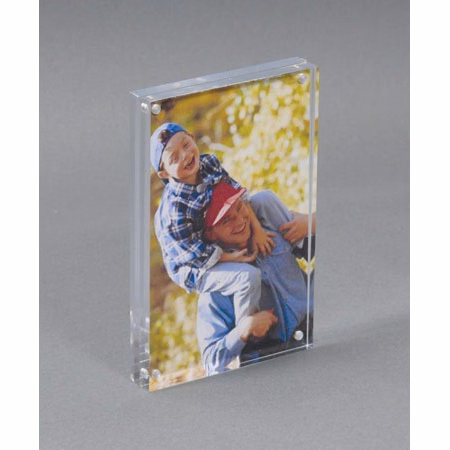 Acrylic Countertop Magnetic Frame, (2) 3/8thk panels, Holds 3-1/2w x 5h