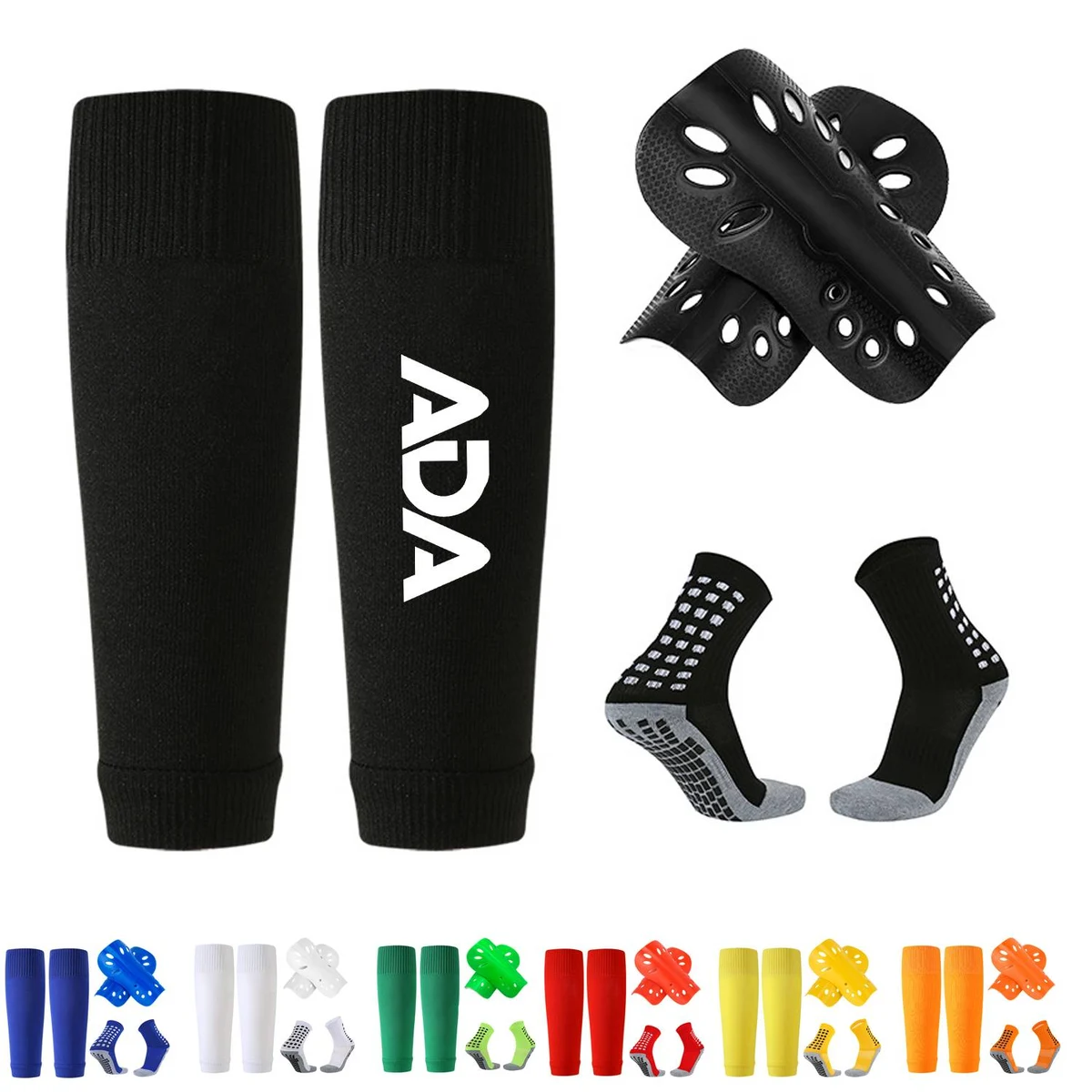 Kids Soccer Shin Guards w/ Knit Socks 3-Piece Protective Set 1