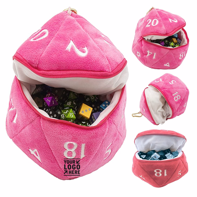 20 Sided Plush Dice Pouch Bag for Dungeons and Dragons