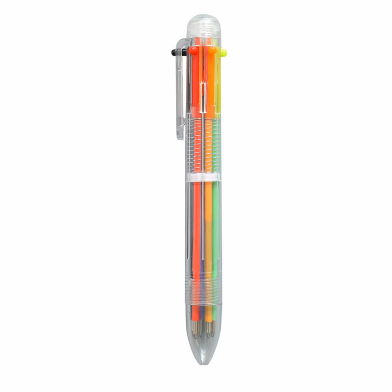 Creative transparent six color integrated ballpoint pen