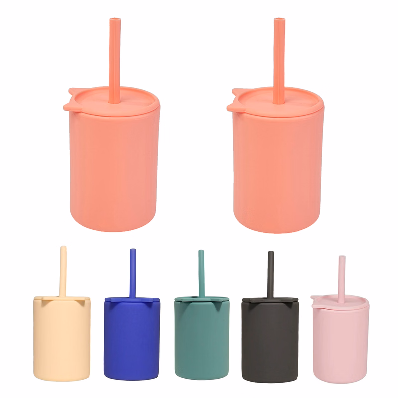 Silicone Kids Sippy Cup With Straw