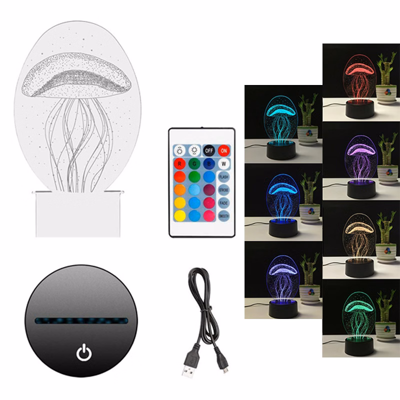 3D Acrylic Plate Illusion Table Lamp For Home