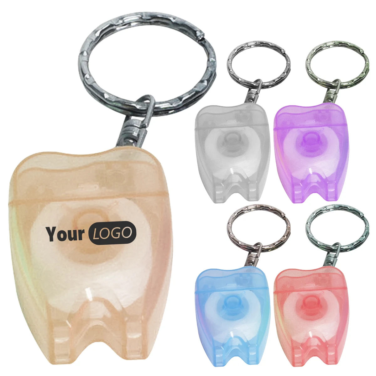 Nylon Tooth-Shaped Dental Floss Keychain 1
