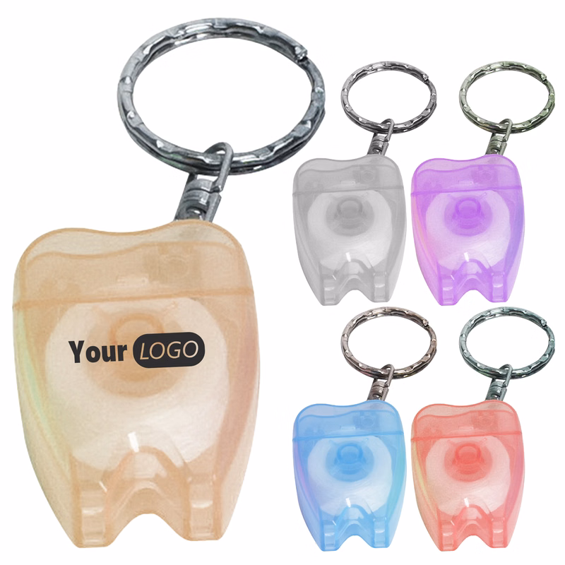 Nylon Tooth-Shaped Dental Floss Keychain