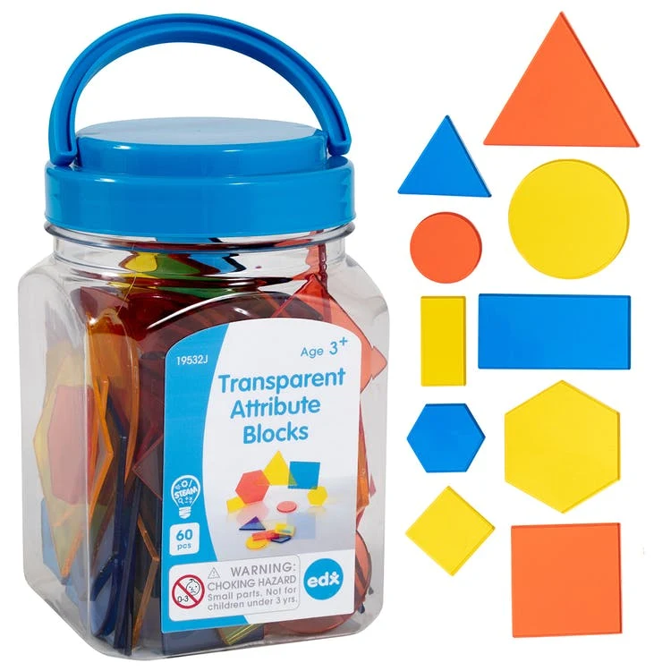 60 Piece Transparent Attribute Blocks - Assorted Colors 1