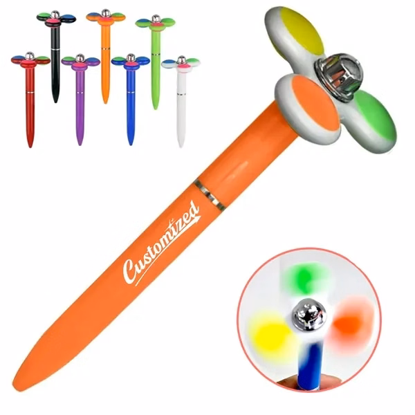 Custom Plastic Fidget Spinner Ballpoint Pen with Imprint — Office & Kids Promo