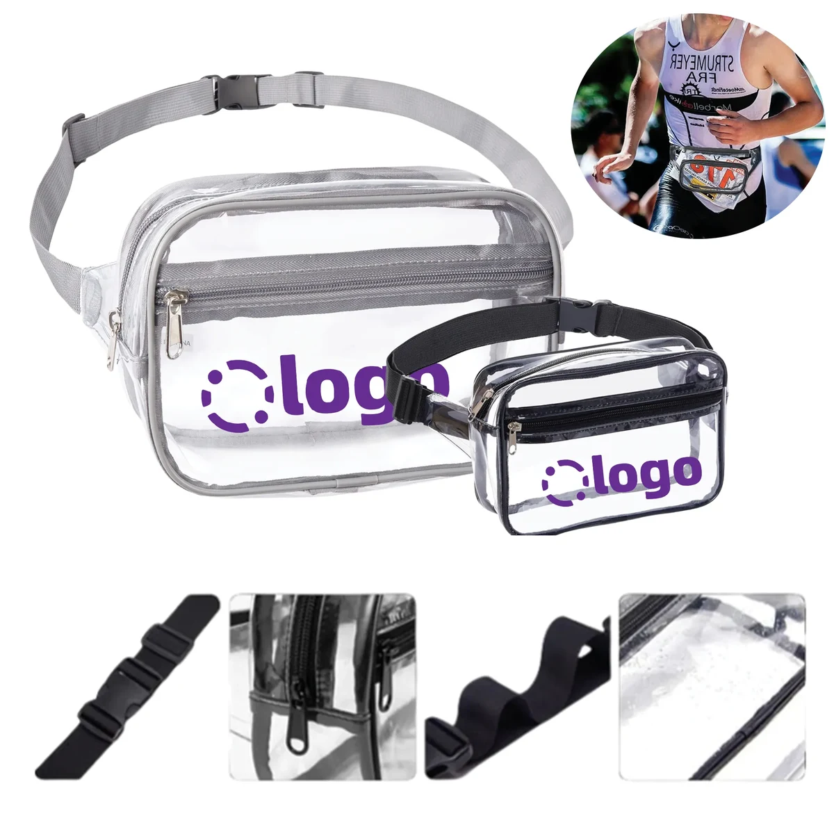 Transparent Zippered Fanny Pack 1