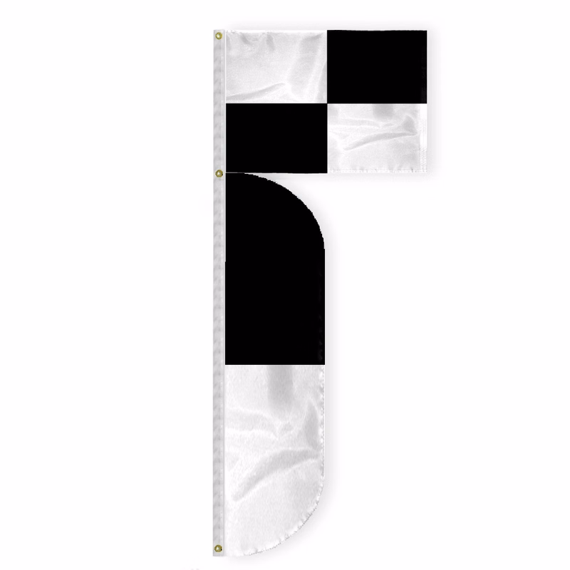 2.5'x3.3'+7.5'x1.65' Nylon Black& White High Visibility Flag