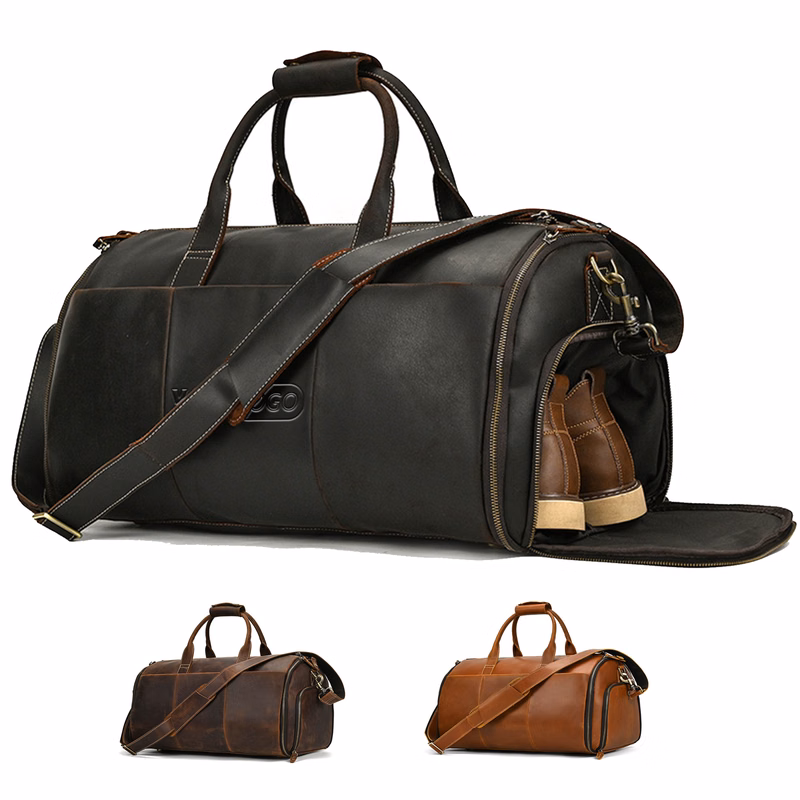 Genuine Leather Weekender Garment Duffle Bag