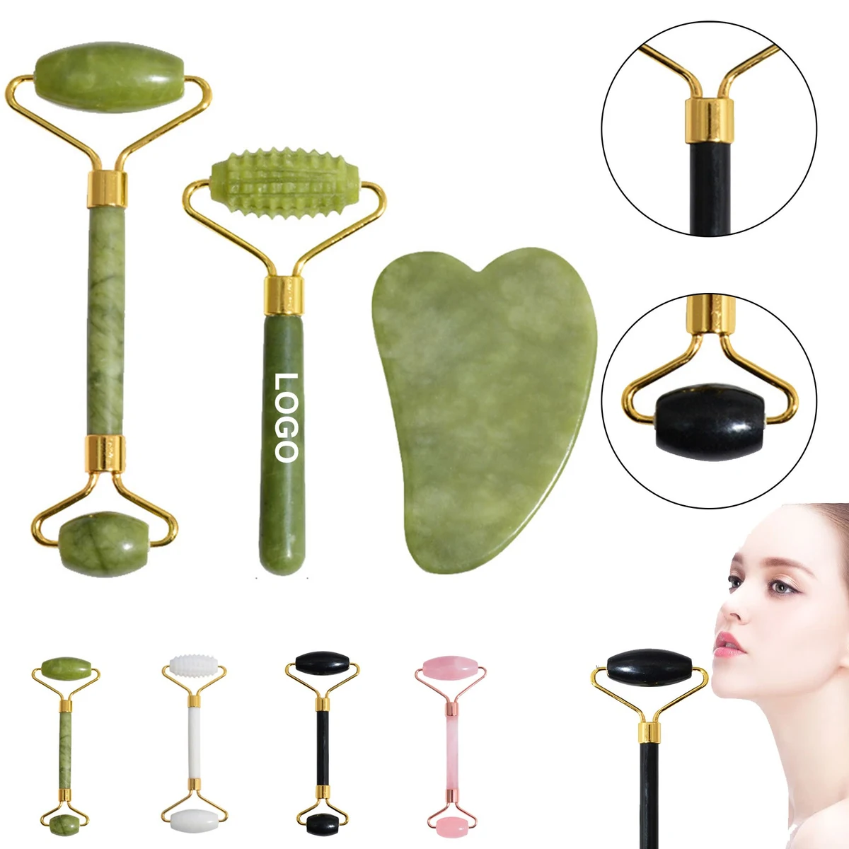 Gua Sha & Jade Roller for Face Set 1