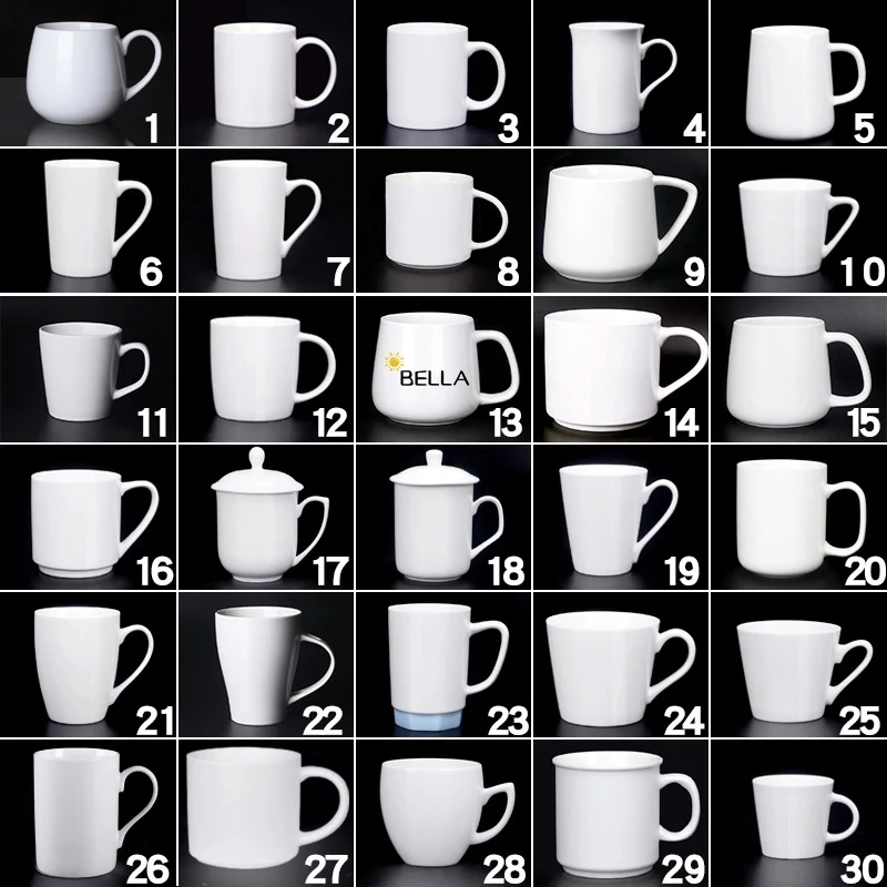 10-15 Oz White Porcelain Coffee Mugs With Handles 1