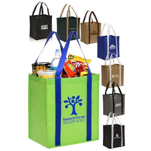 Dual Tone Non-Woven Grocery Tote Bag - 12" W x 14" H 1