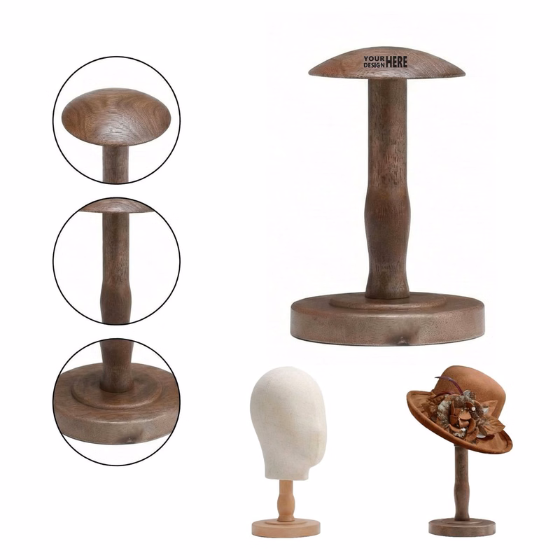 Natural Wood Hat Display Holder Stand