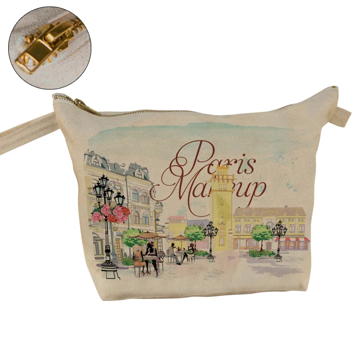 Super Sale- Cosmetic Cotton Bag w/Brass Zipper 1