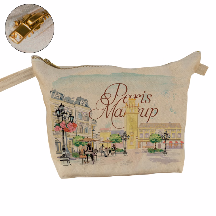 Super Sale- Cosmetic Cotton Bag w/Brass Zipper