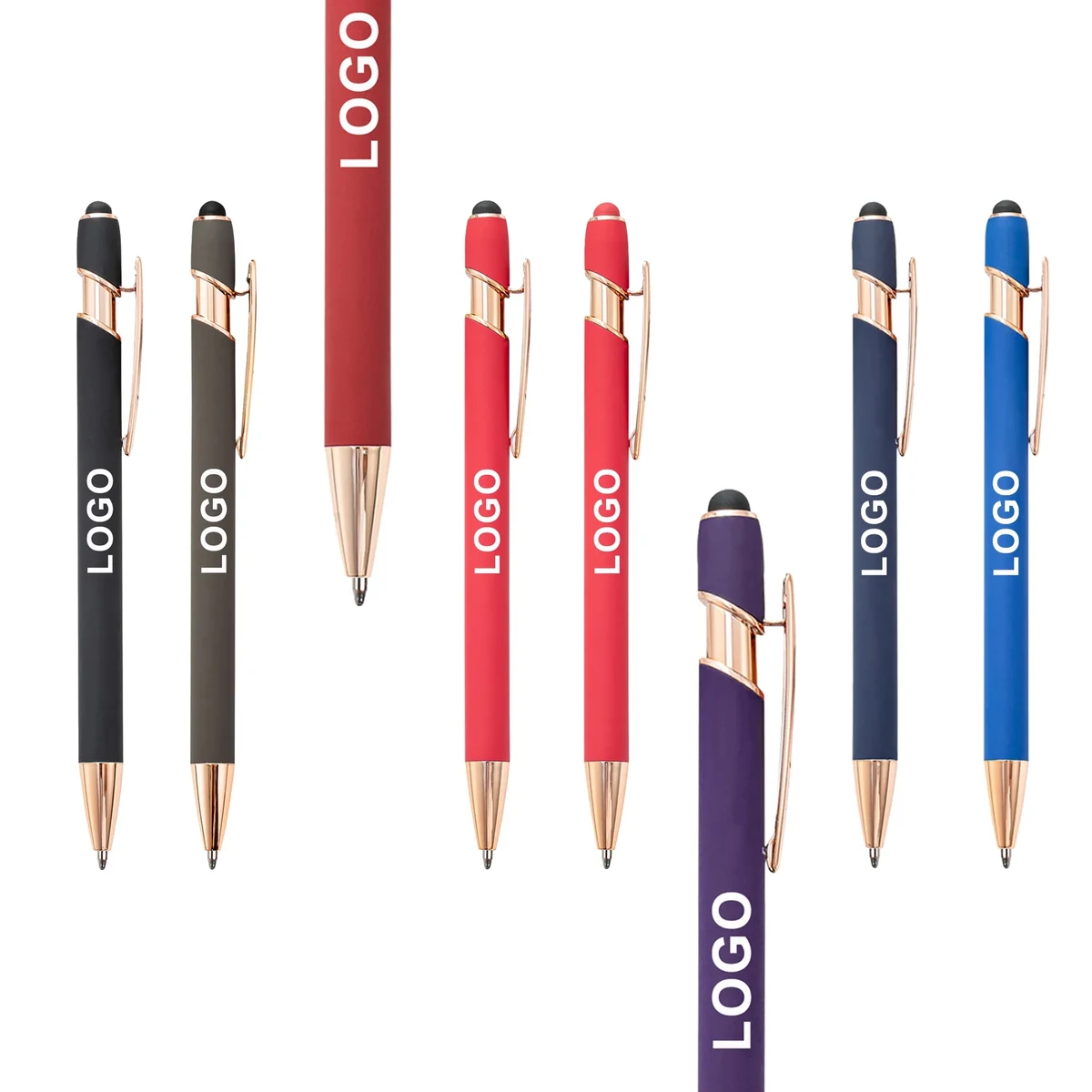 Rose Gold Metal Stylus Ballpoint Pen with Laser Engraving 1