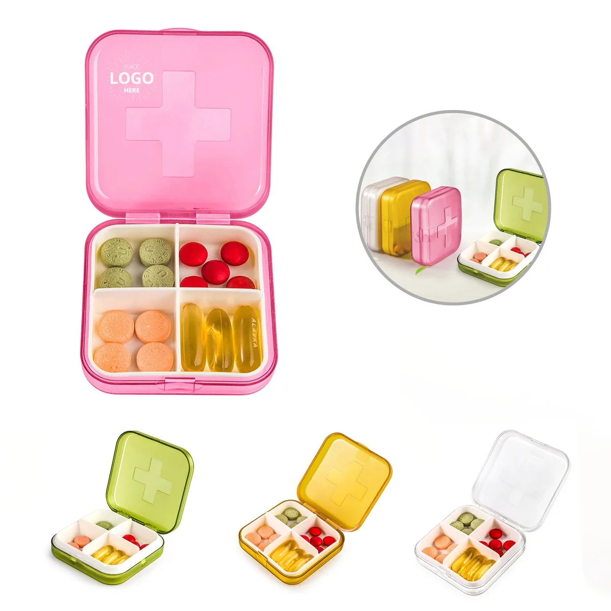 Portable Pill Organizer with 4 Compartments 1