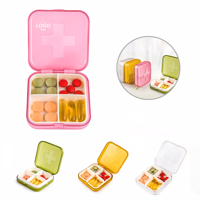 Portable Pill Organizer with 4 Compartments