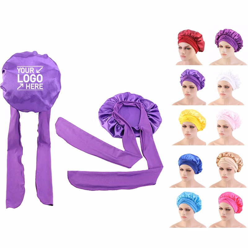 Satin Hair Bonnet with Tie Band