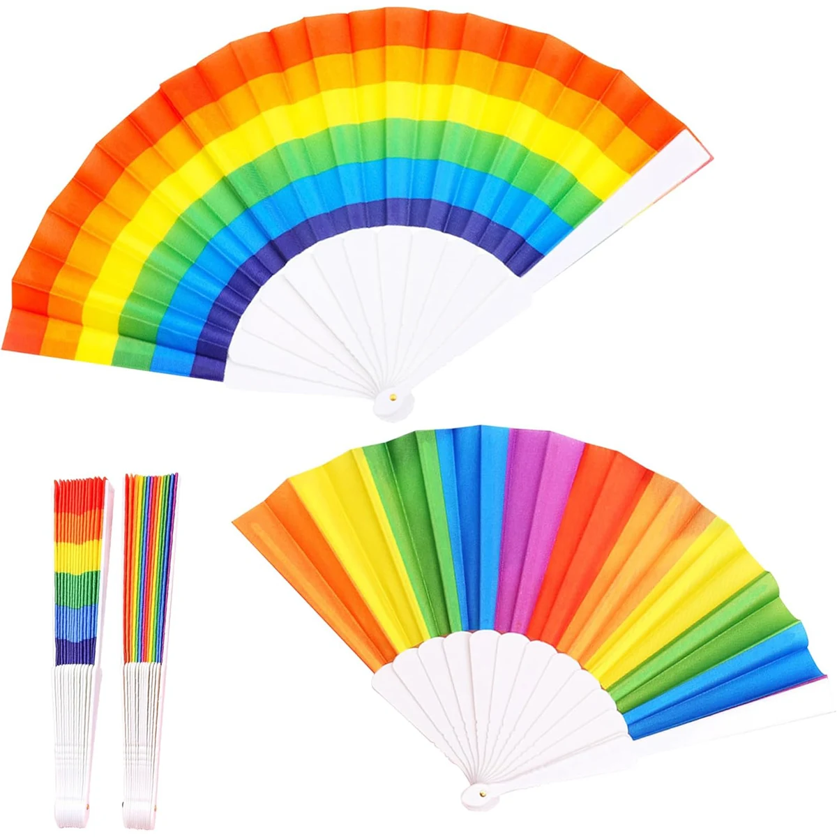 Customizable Rainbow Collapsible Handfan 1