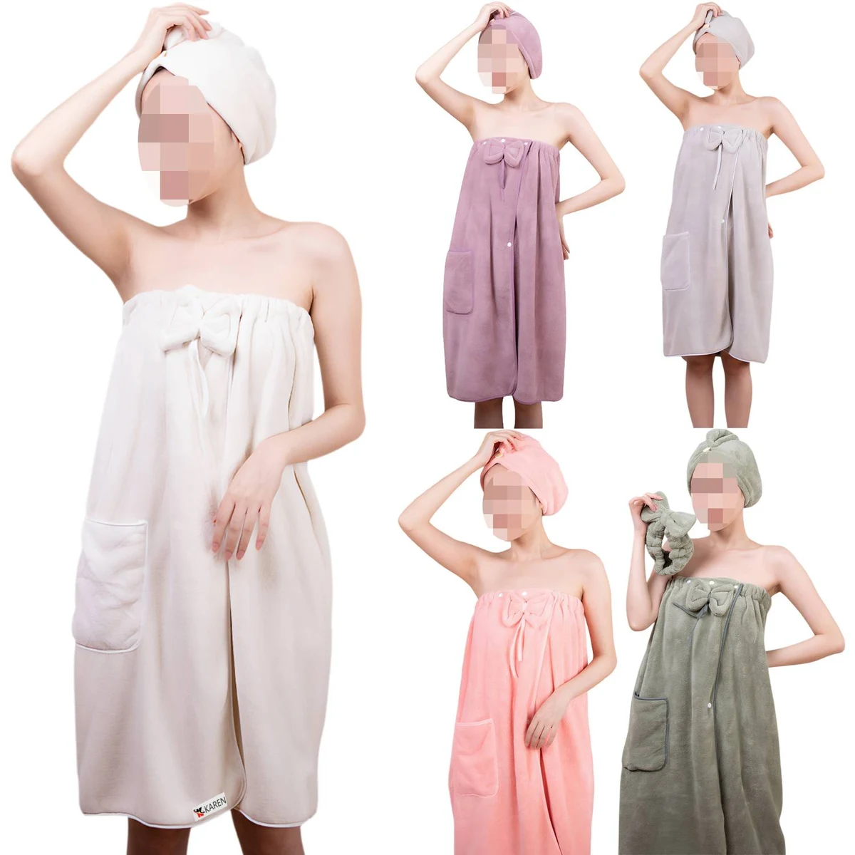 3PCS Coral Fleece Bathrobe Set 1