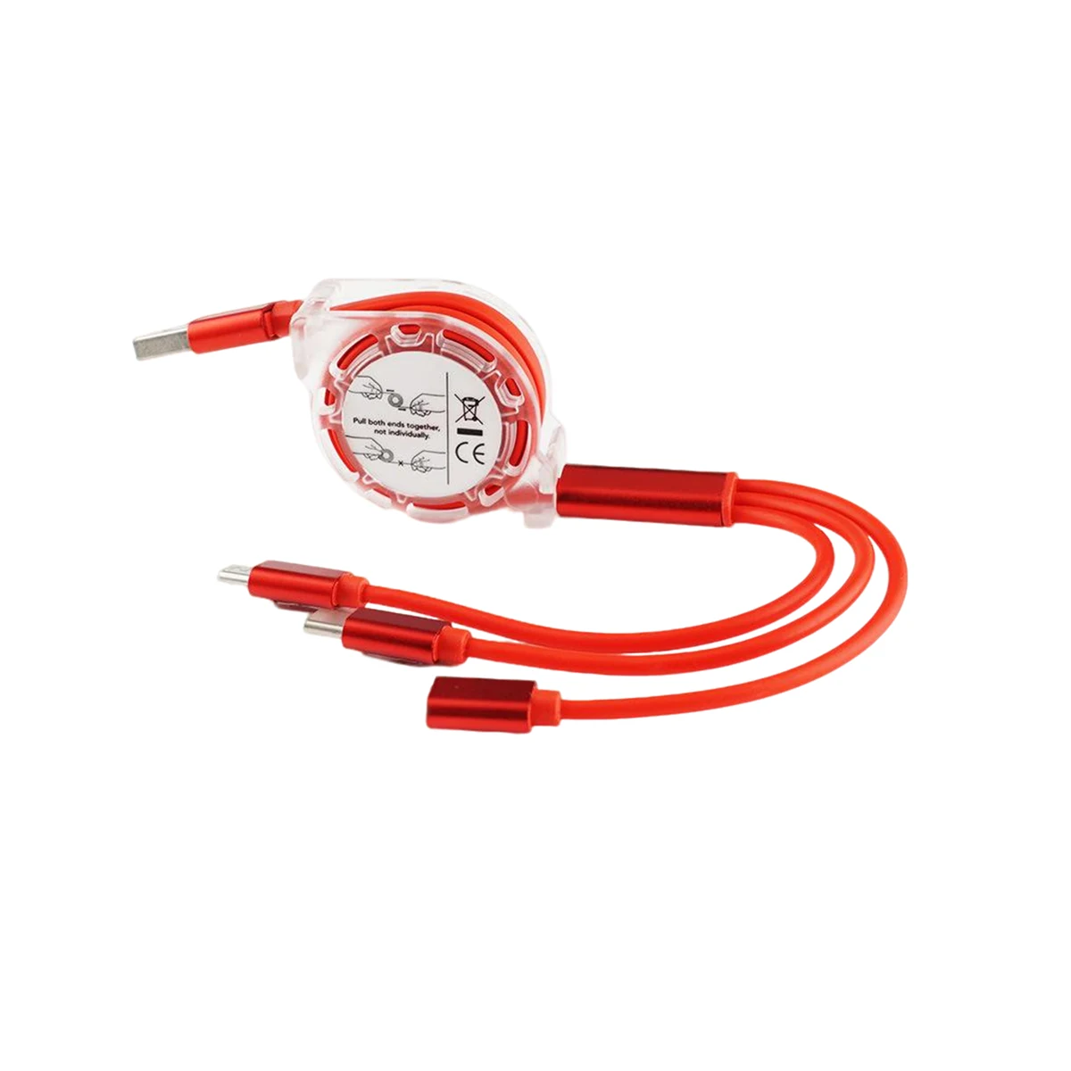 Retractable Three In One Charge Cord 39.4" 1