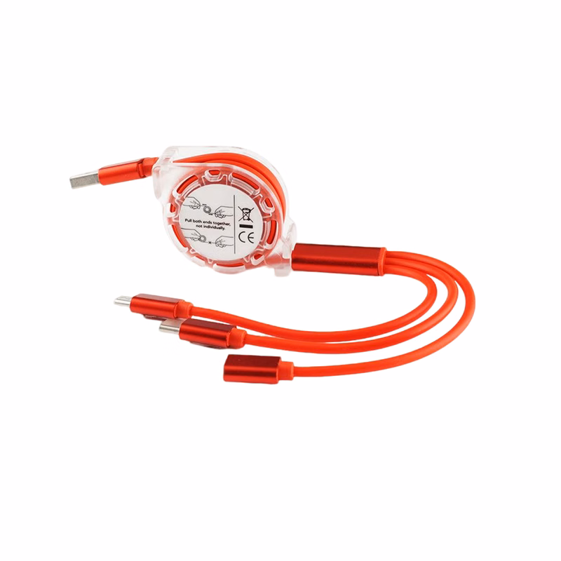Retractable Three In One Charge Cord 39.4"