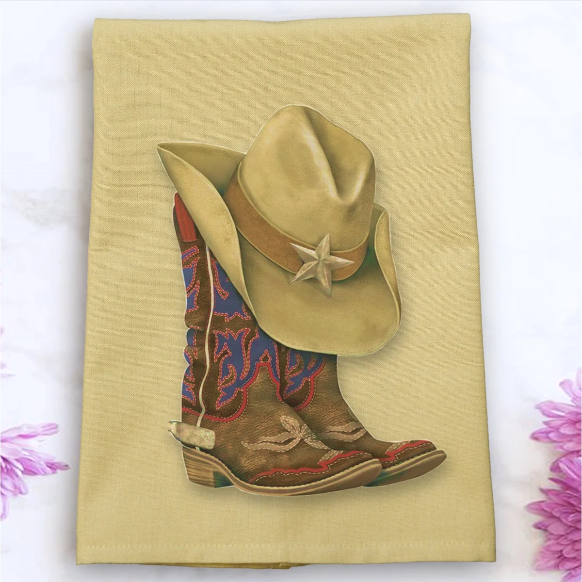 Dijon Solid Plain Weave Kitchen Towel with Custom Print 1