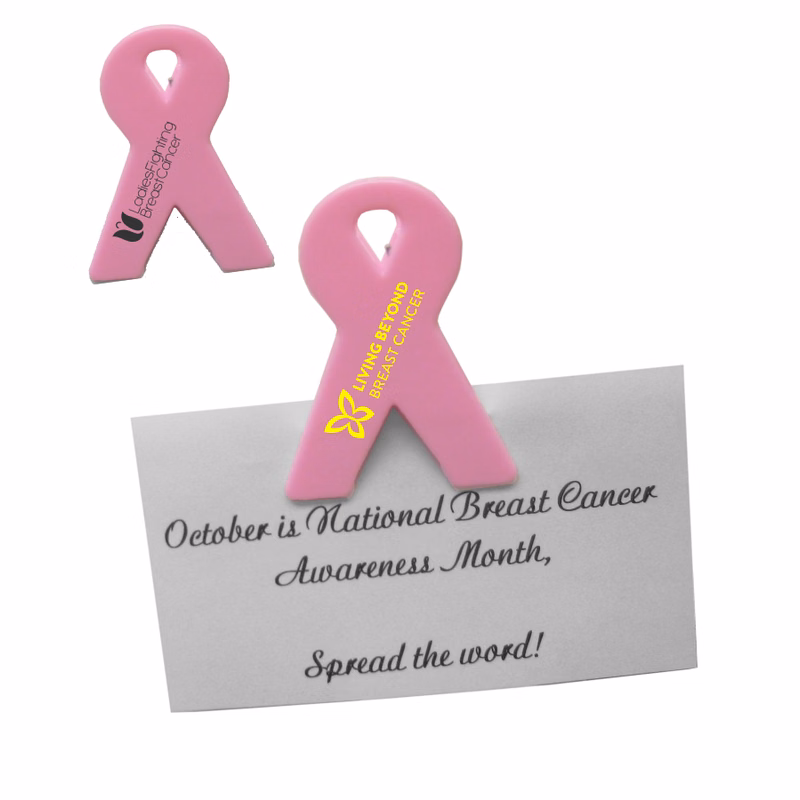 Breast Cancer Awareness Pink Ribbon Magnetic Memo Holder Clip