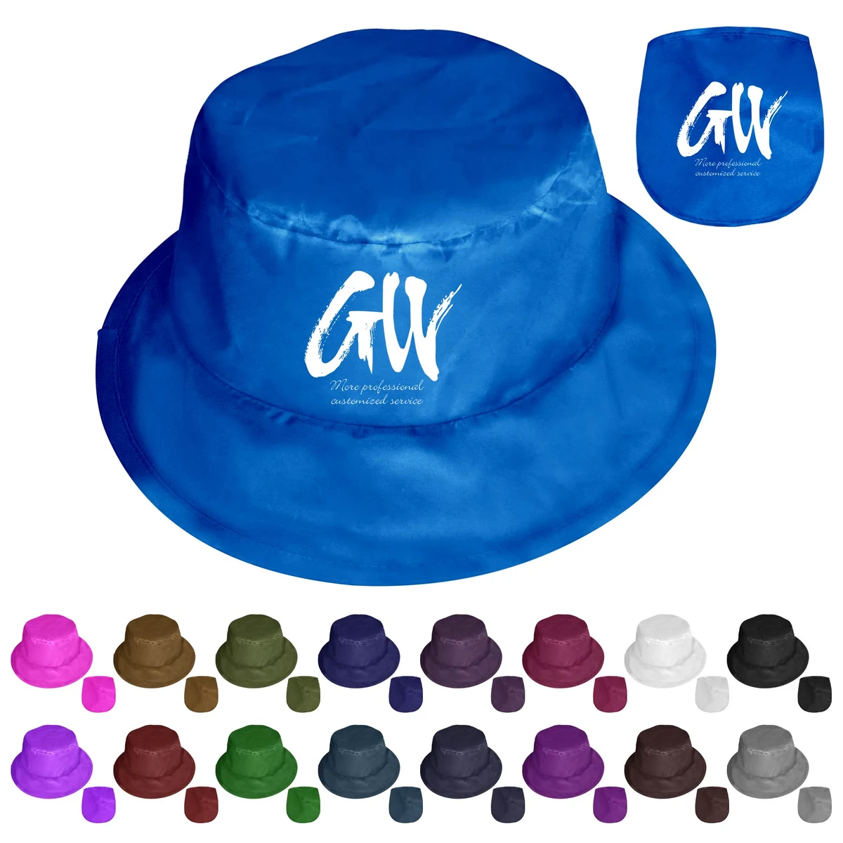 Foldable Polyester Bucket Hat With Pouch 1