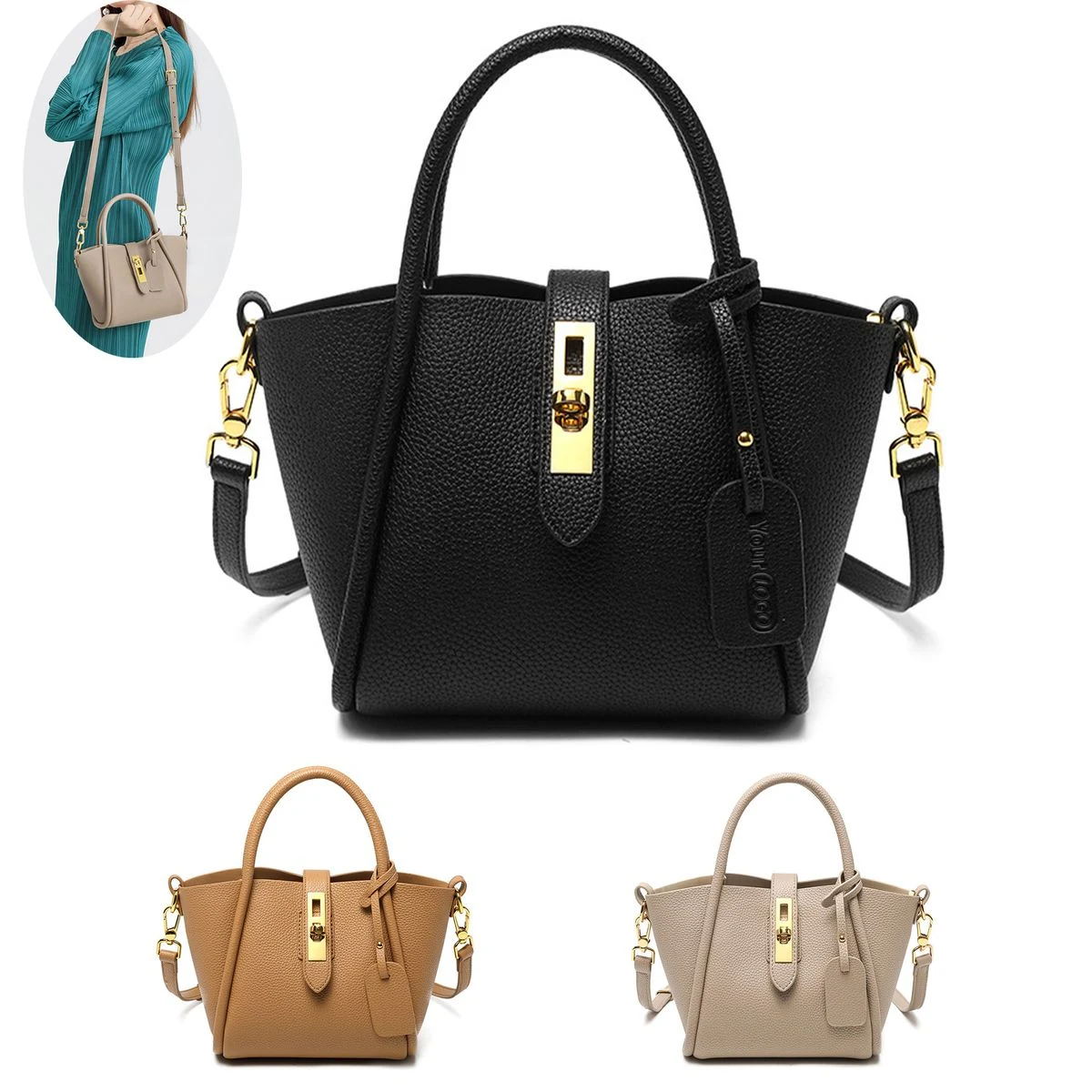 Genuine Leather Stylish cross-body bucket bag 1