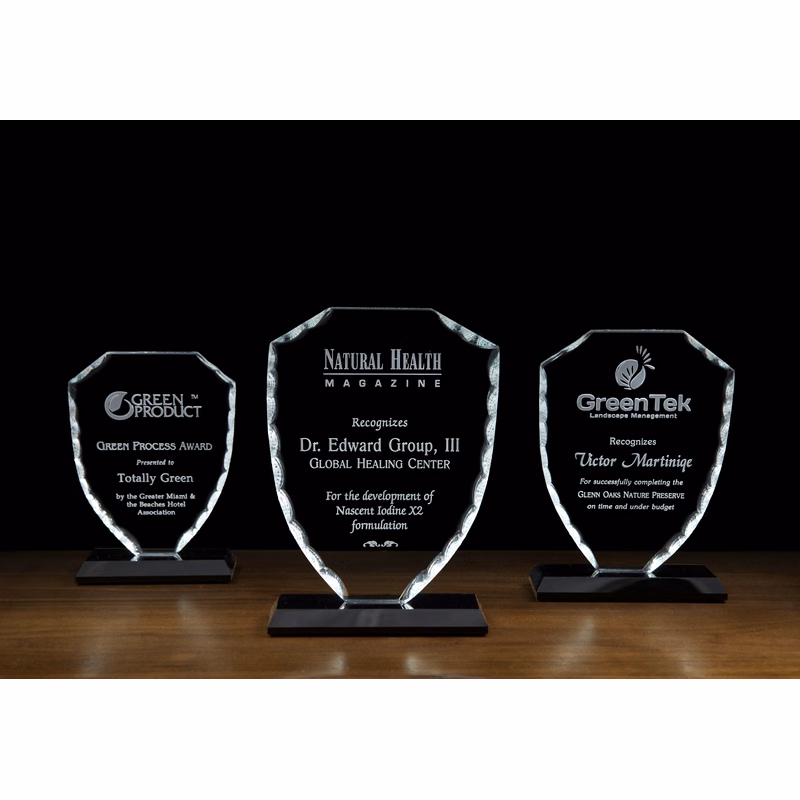 Jet Glass Corona Shield Award (4"x6"x2")