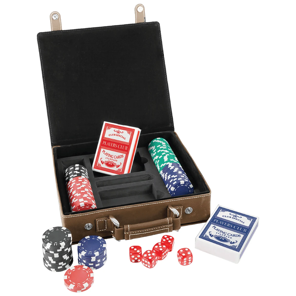 Rustic/Gold Leatherette 100 Chip Poker Set 1