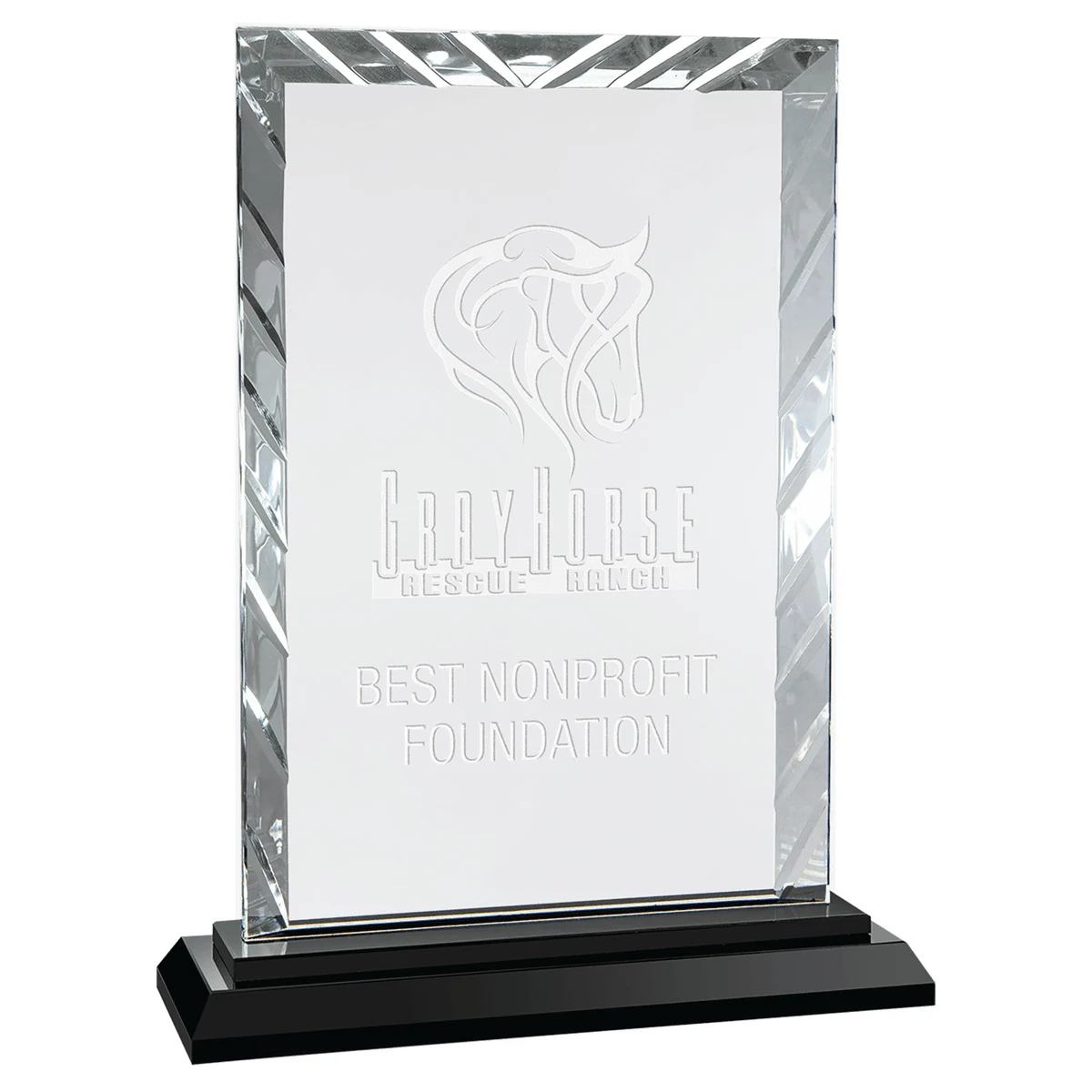 9" Rectangle Accent Glass on Black Base 1