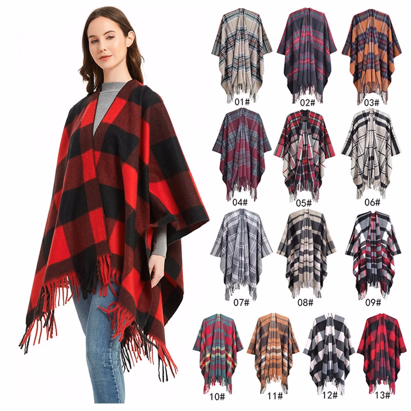Buffalo Plaid Checkered Wrap Cape