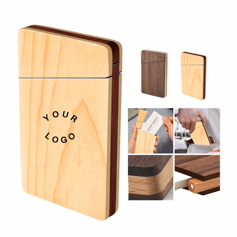 Portable Walnut Business Card Holder with Polished Look